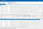 Solace Logs filtering a 488,807-line, 56 MB sample access log for 500 in under half a second, with the matches synced to the full view