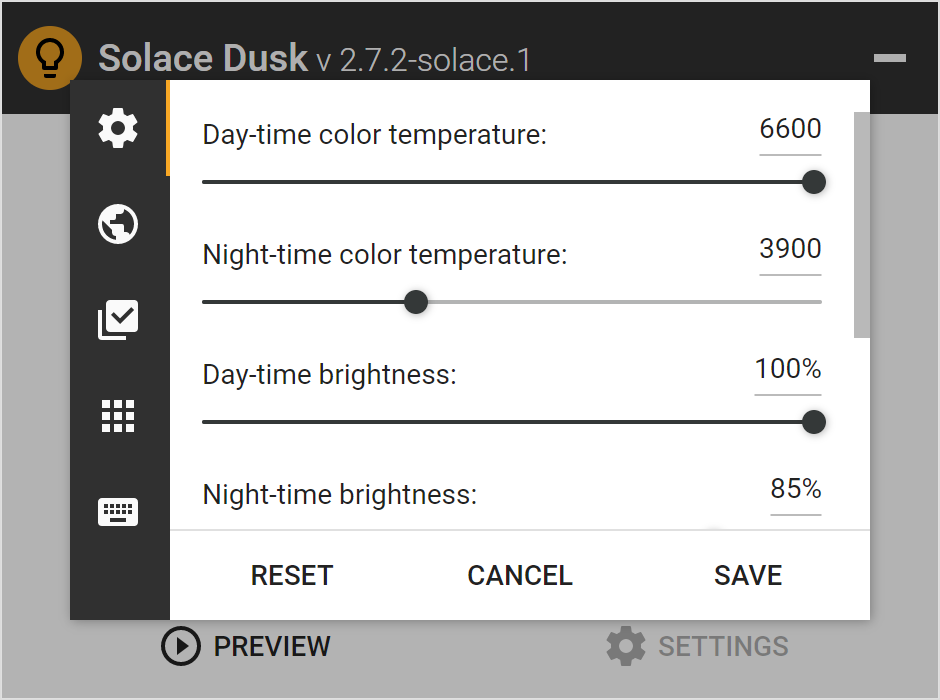 Set it once: choose your day and night colour temperature and brightness with simple sliders.
