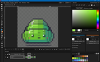 Animate frame by frame: onion skinning shows the neighbouring frames behind the one you're drawing, with playback and FPS controls in the timeline.