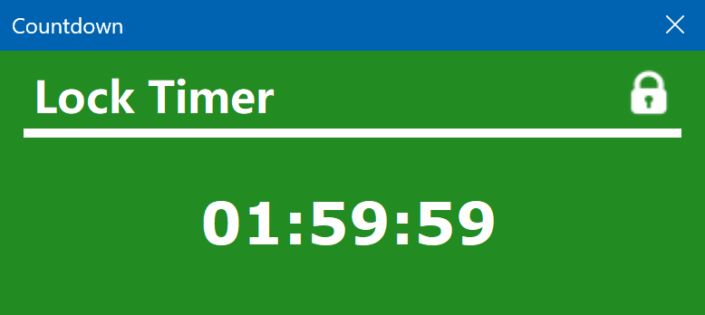 A clear countdown window shows what's coming, and a password lock keeps anyone from cancelling it.